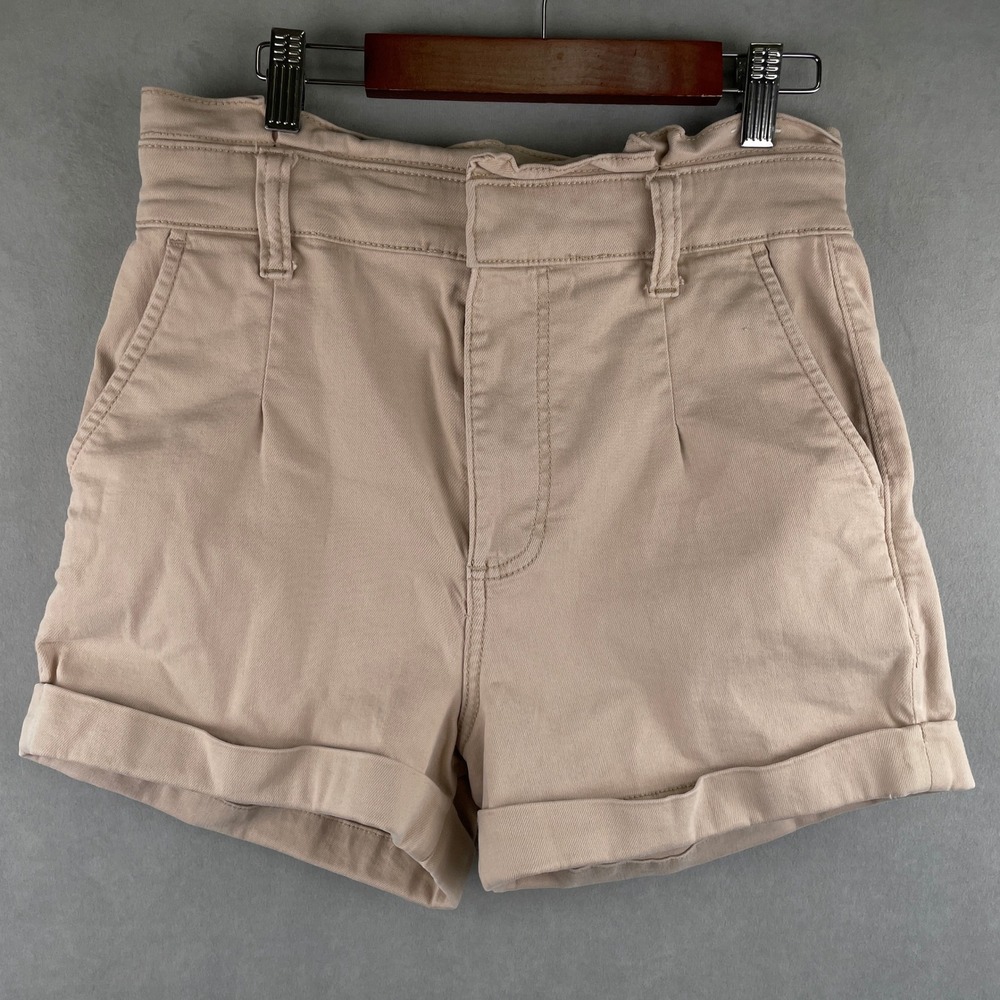 Express Khaki Tan Shortie Extreme High Rise Paperbag Waist Supersoft Shorts Sz 6